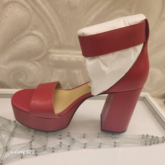 Michael Kors Red Leather Platform Block Heeled Sandals. NWT. Various - Picture 2 of 9